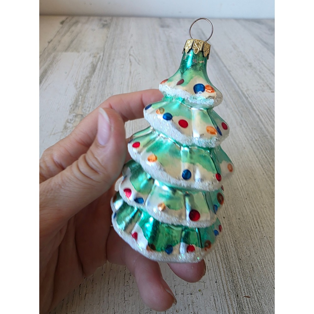 Vintage Germany Glass glitter tree ornament Xmas